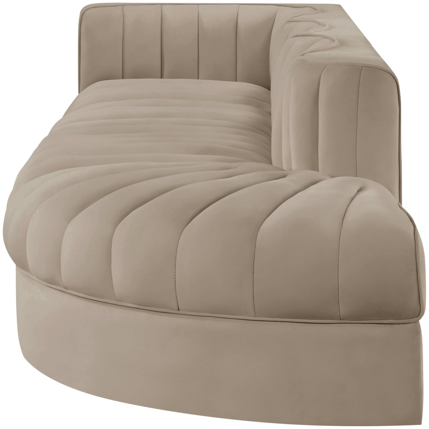 Rummi - Velvet Performance Fabric Upholstered 4 Piece Modular Sectional With Reverse Corner Chair