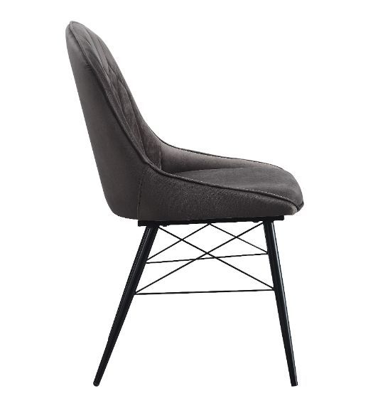 Abraham - Side Chair (Set of 2) - Dark Gray Fabric & Black