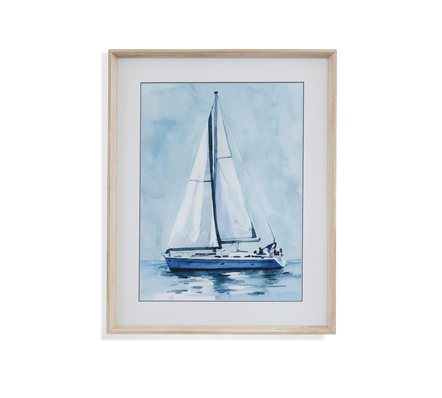 Lone Sailboat I Framed Print - Blue