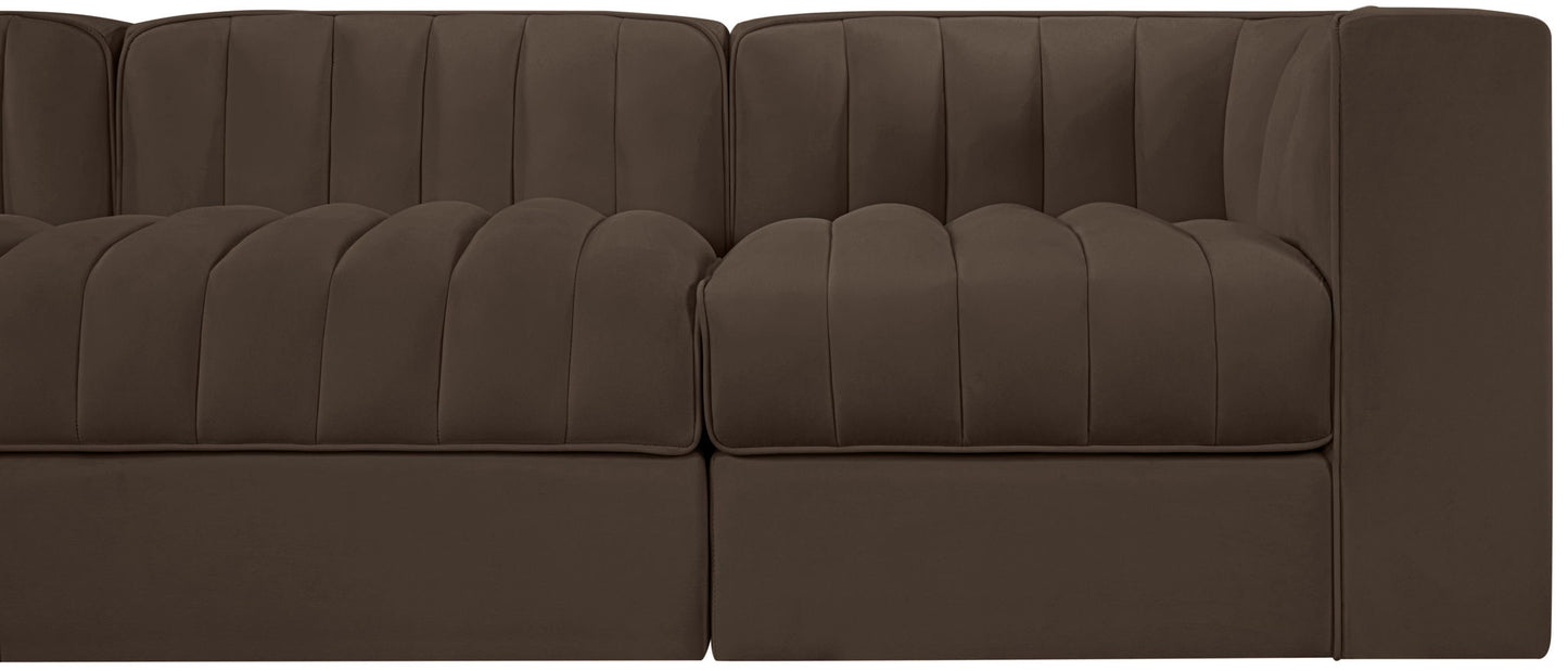 Rummi - Velvet Performance Fabric Upholstered 5 Piece Modular Sofa