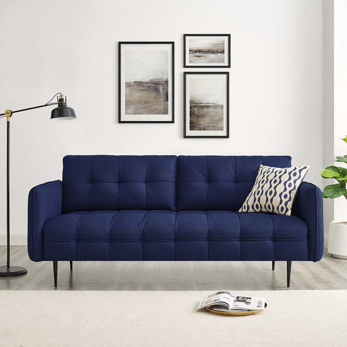 Cameron Tufted Fabric Sofa - Royal Blue