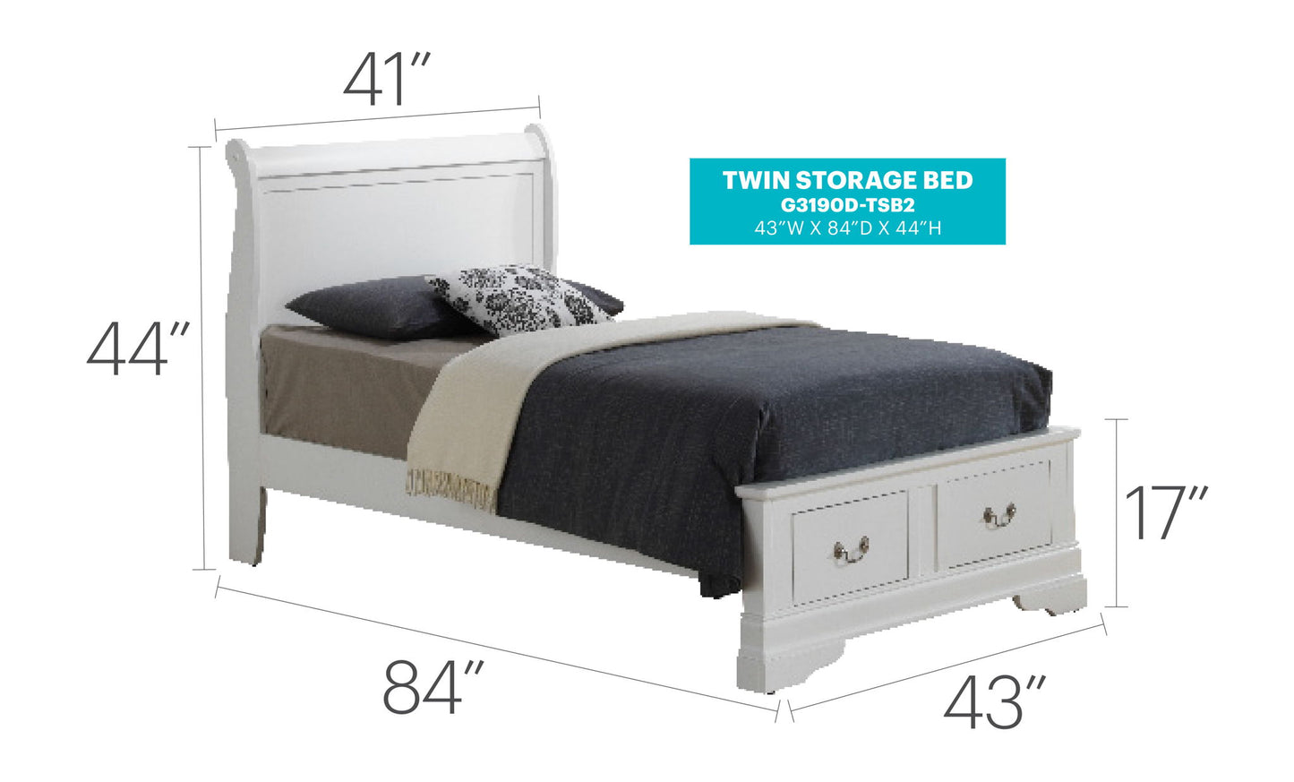 Glory Furniture - Louis Phillipe - Storage Bed