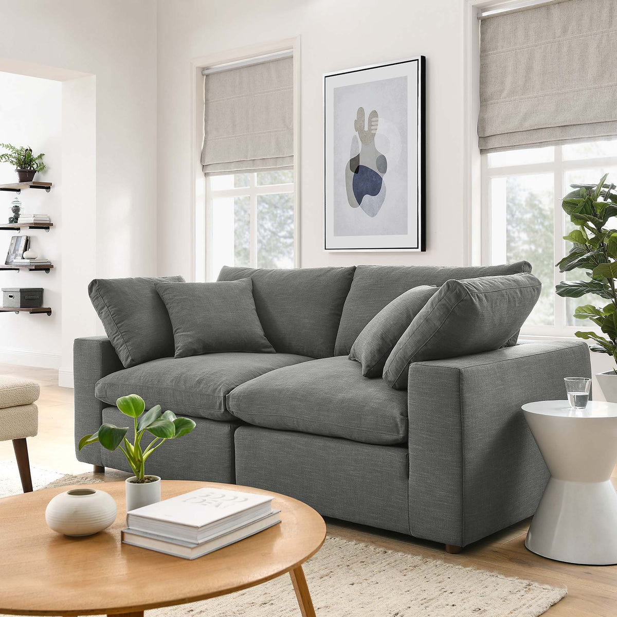 Commix Down Filled Overstuffed 2 Piece Sectional Sofa Set - Gray