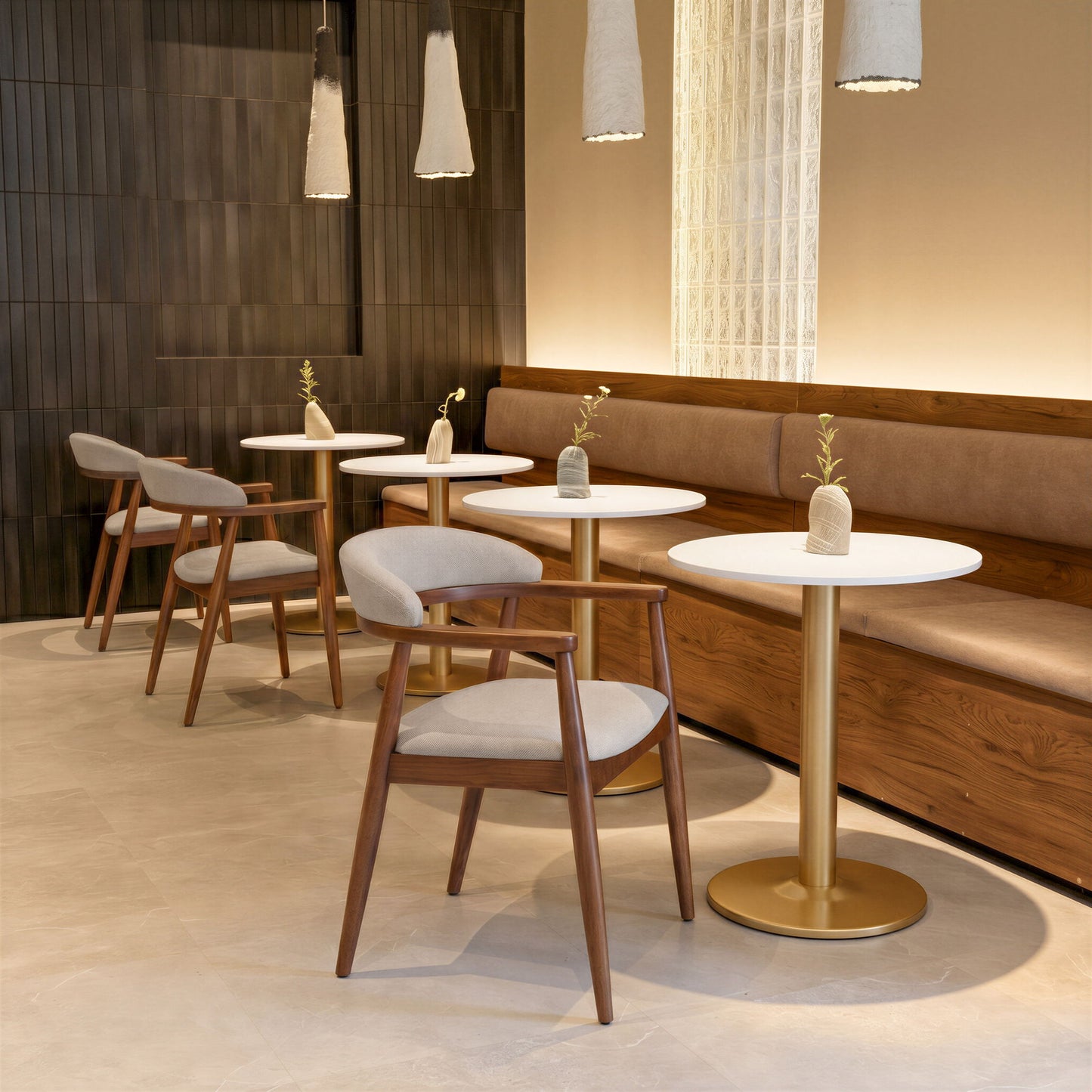 Goka - Dining Chair - Beige / Walnut