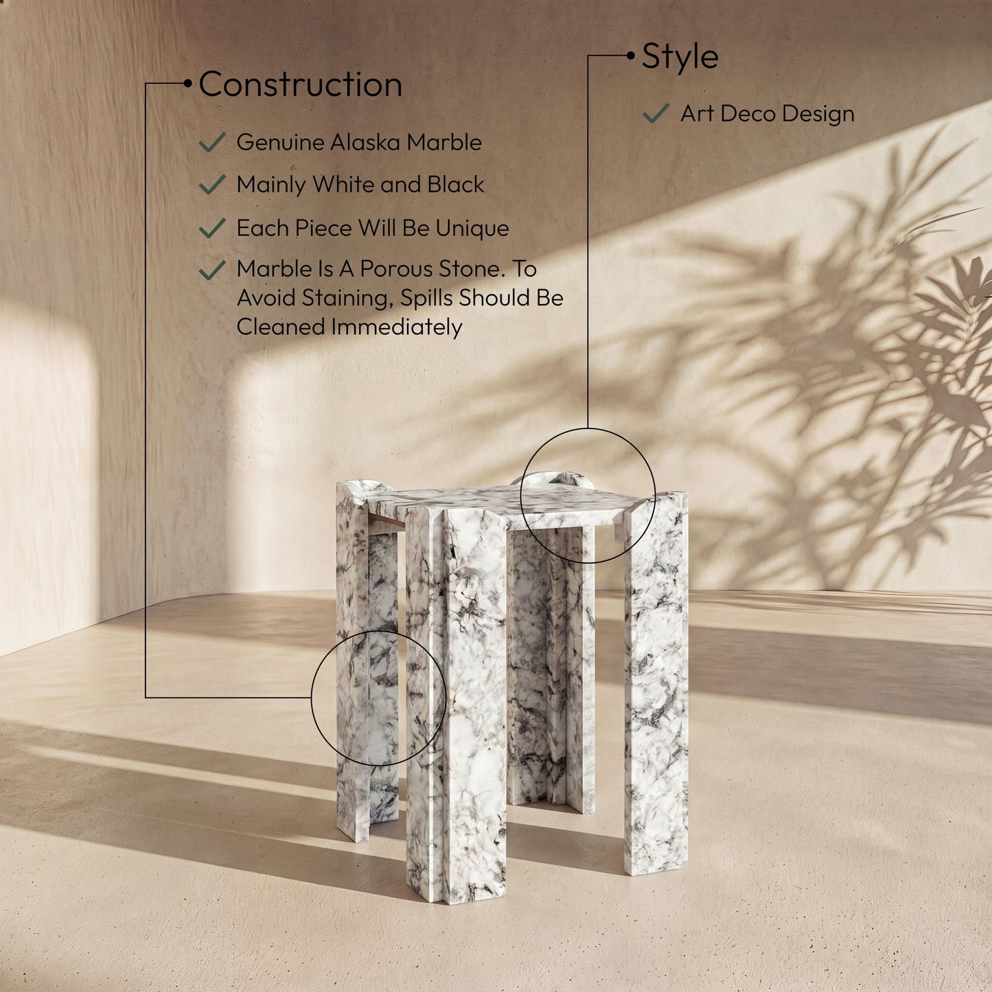 Ravello - Genuine Marble Table
