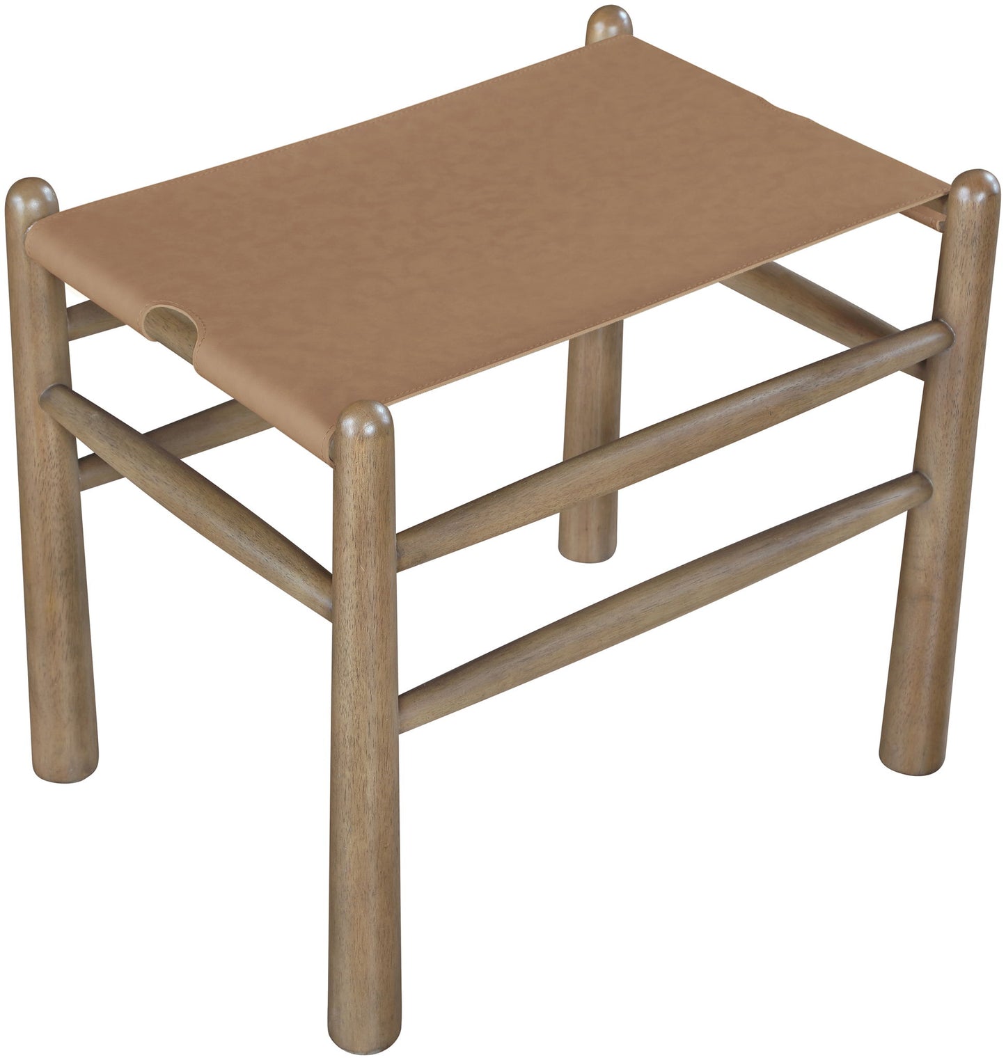 Santos - Faux Leather Upholstered Bench - Walnut Frame