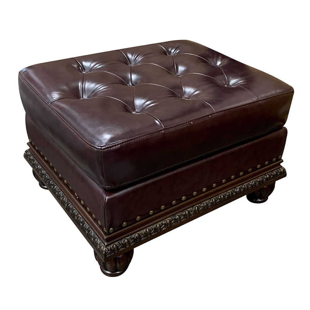 Anondale - Ottoman - Espresso Top Grain Leather Match & Cherry