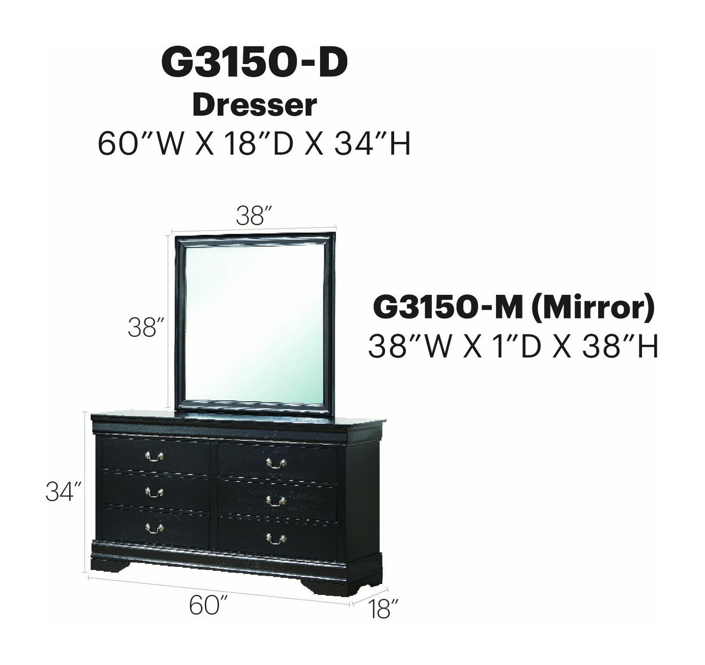 Glory Furniture - Louis Phillipe - Dresser & Mirror
