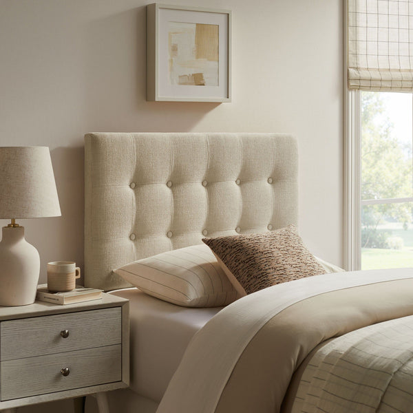 Emily Upholstered Fabric Headboard - Twin, Ecru