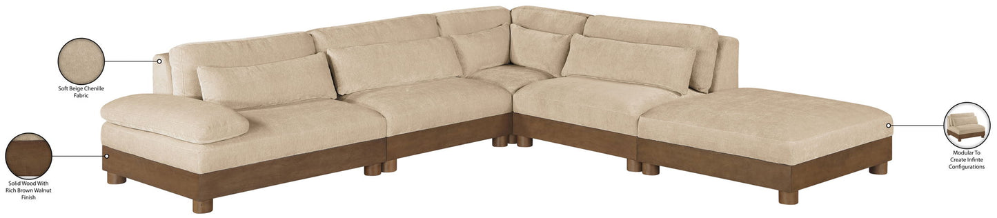 Turin - Chenille Fabric Upholstered Modular Sectional - Beige