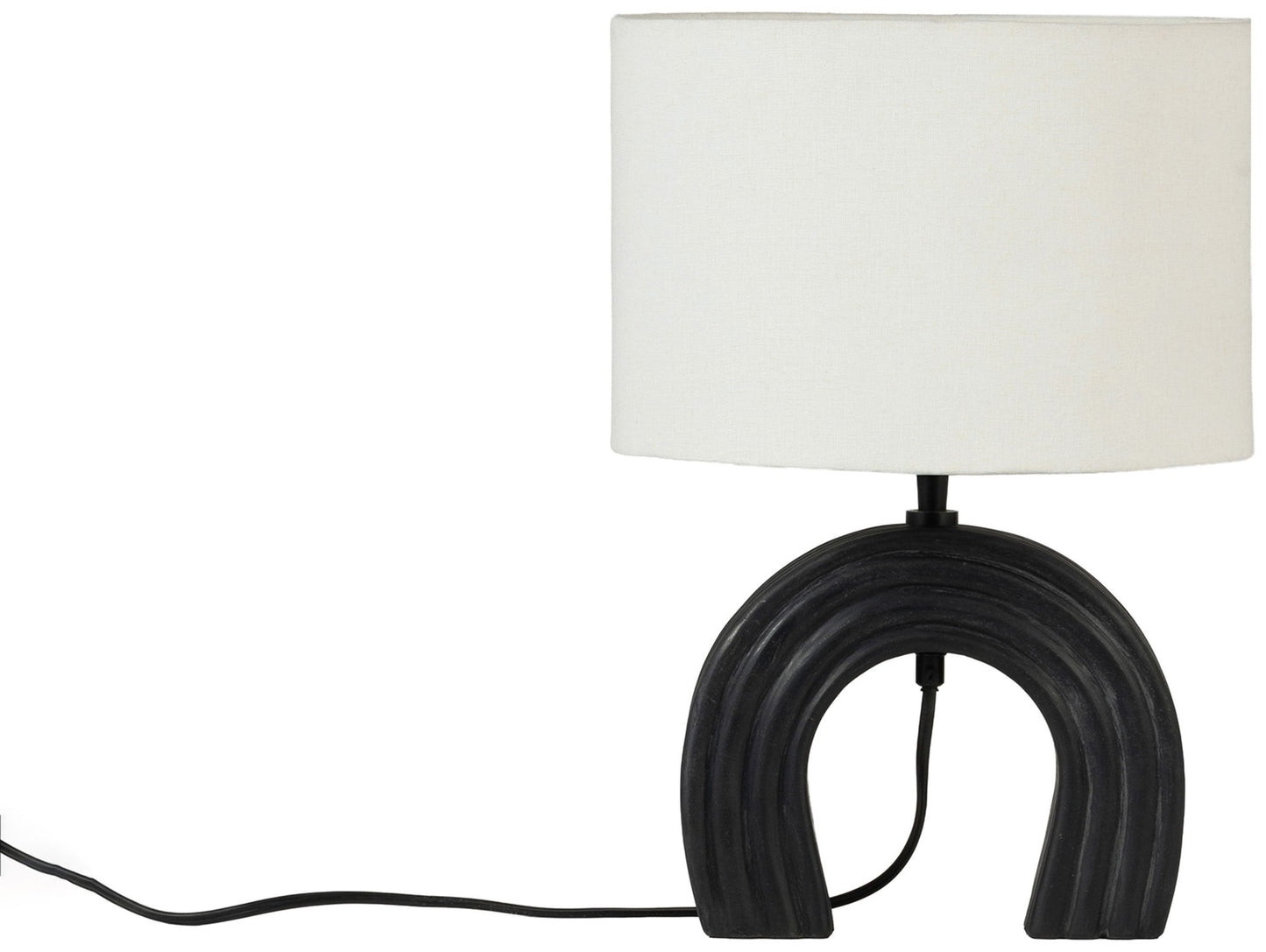 Lithos - Genuine Marble Base And Linen Textured Fabric Shade Table Lamp