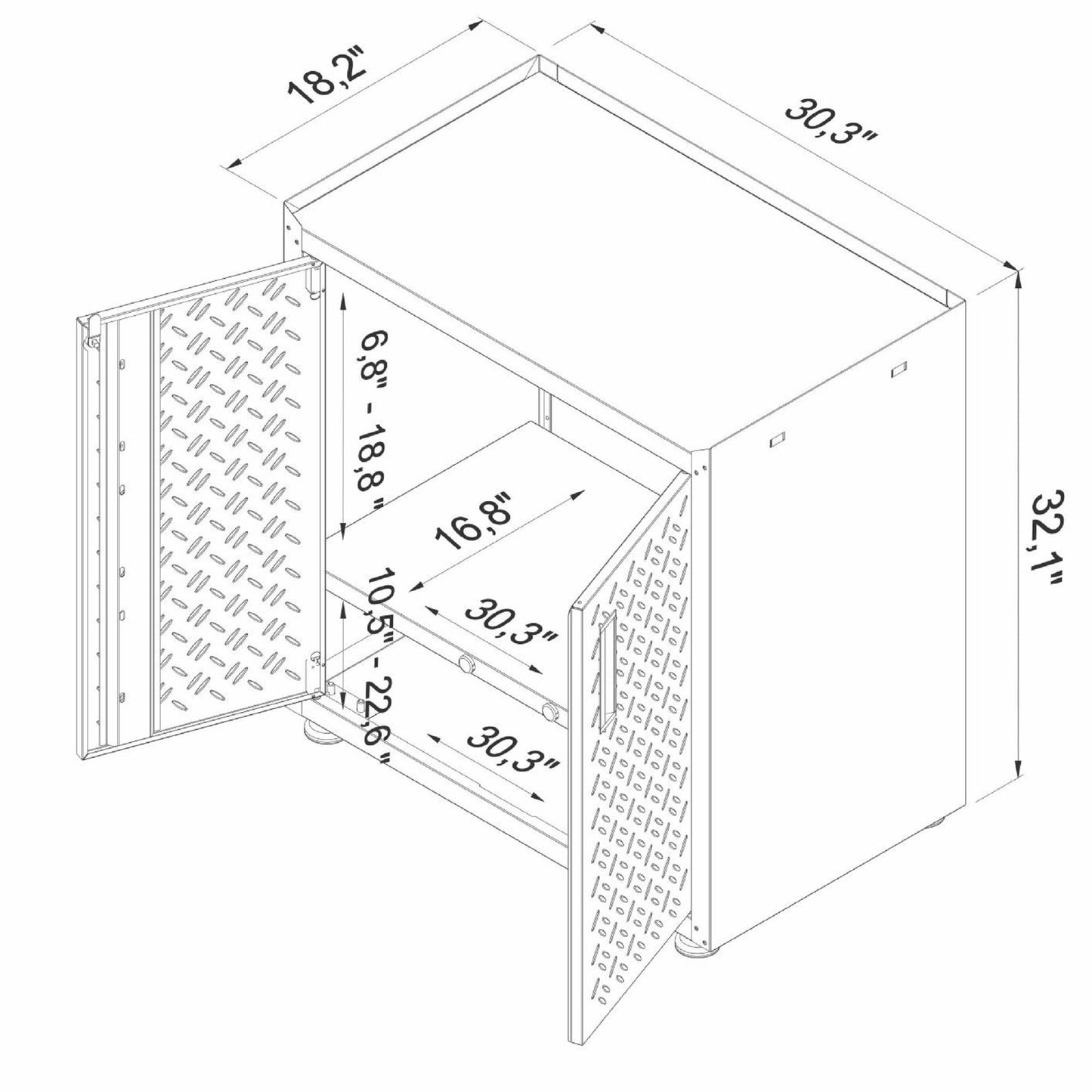 Manhattan Fortress - Rolling Garage Cabinet With 2 Doors