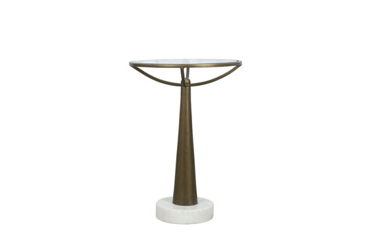 Delgado - Accent Table - Antique Brass / White Marble