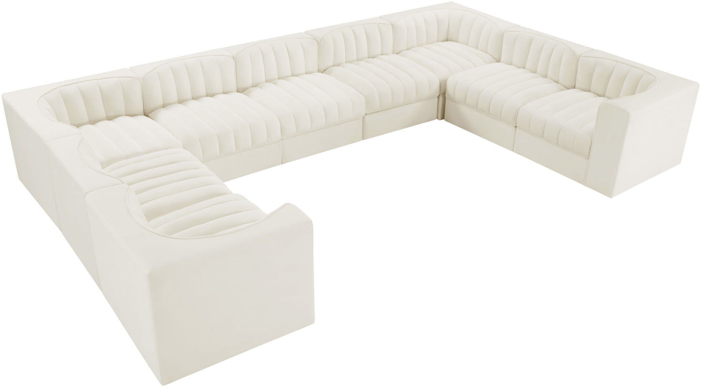 Rummi - Velvet Performance Fabric Upholstered 9 Piece Modular Sectional