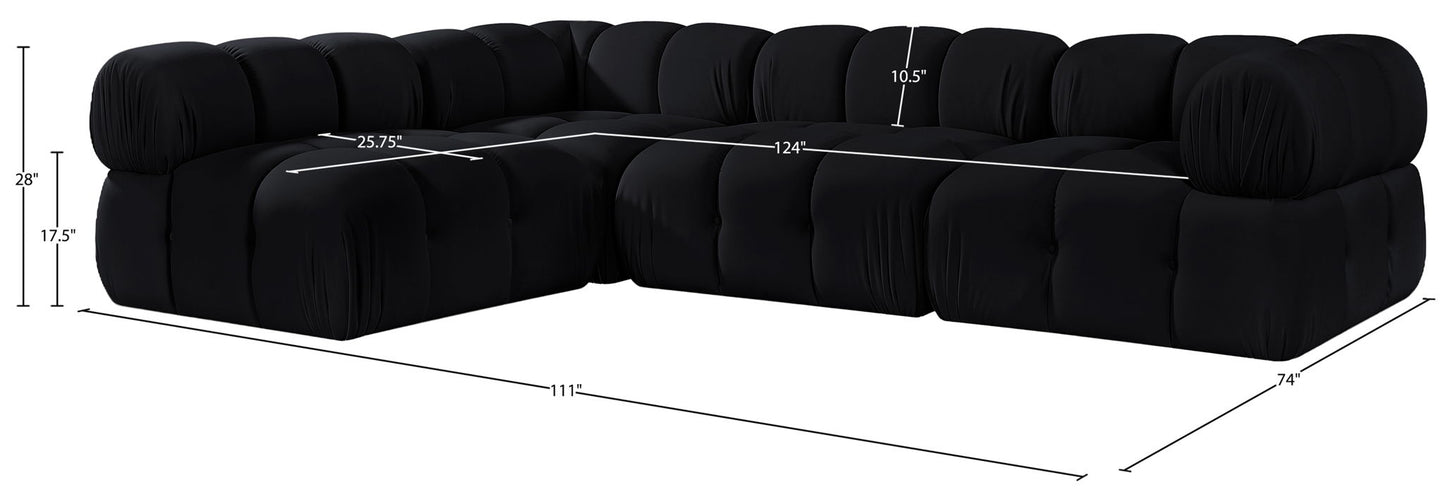 Orin - Fabric Velvet 4 Piece Modular Sectional