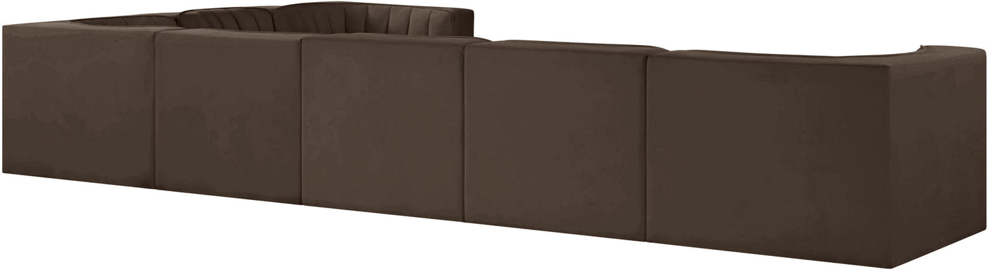 Rummi - Velvet Performance Fabric Upholstered 7 Piece Modular Sectional (With 3 Corner Chairs)