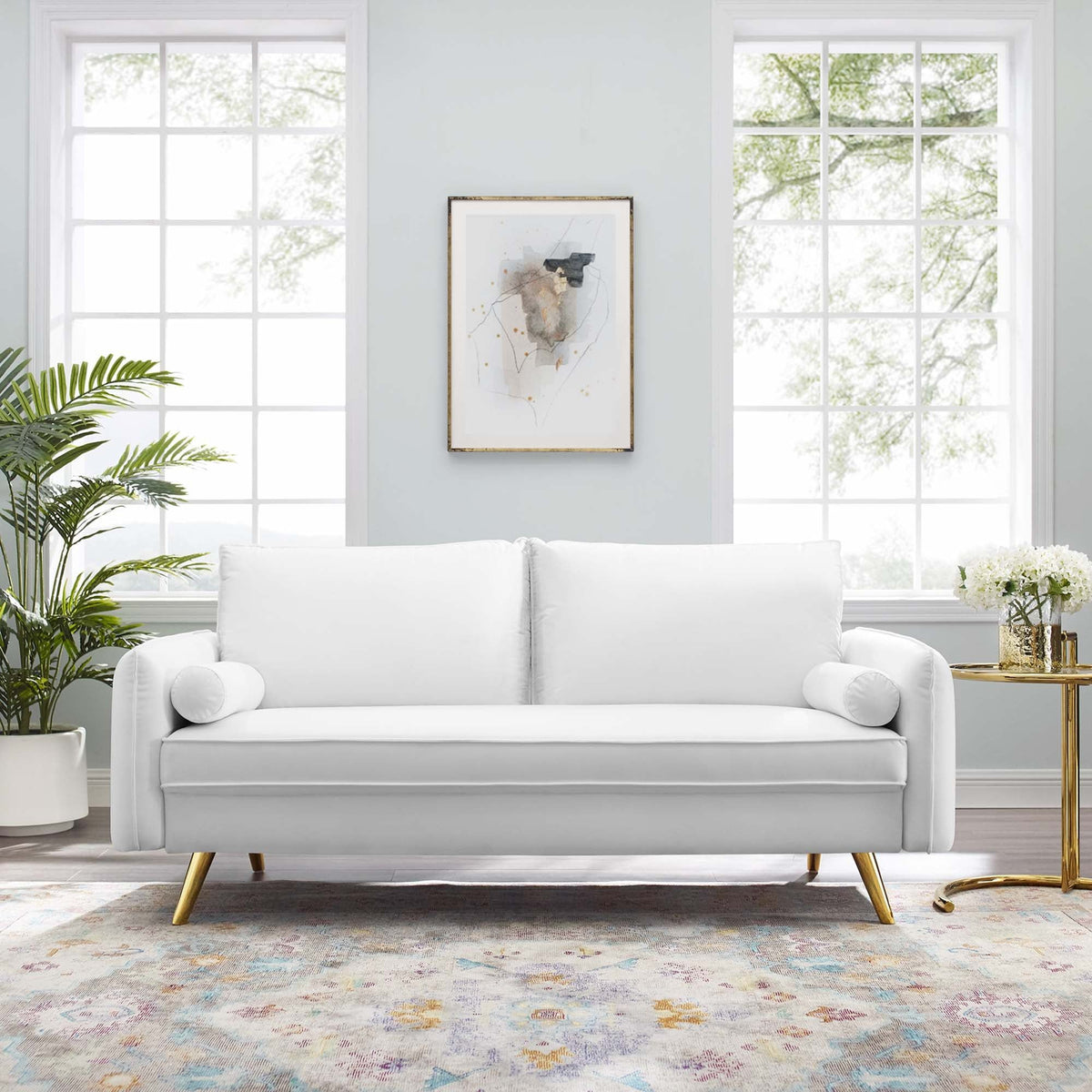 Revive Performance Velvet Sofa - White