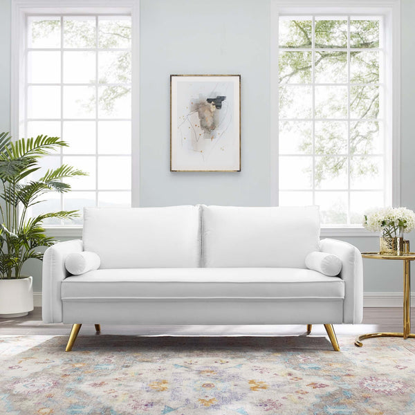 Revive Performance Velvet Sofa - White