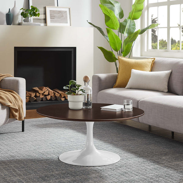 Lippa Round Wood Coffee Table - 36", White Cherry Walnut