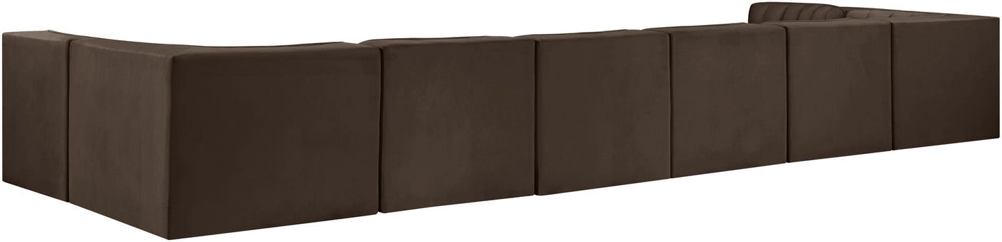 Rummi - Velvet Performance Fabric Upholstered 8 Piece Modular Sectional (With 2 Corner Chairs)