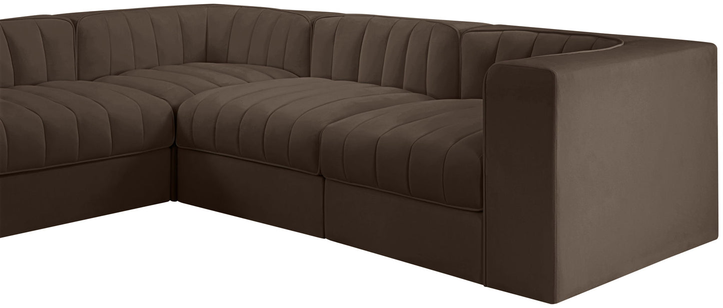 Rummi - Velvet Performance Fabric Upholstered 10 Piece Modular Sectional