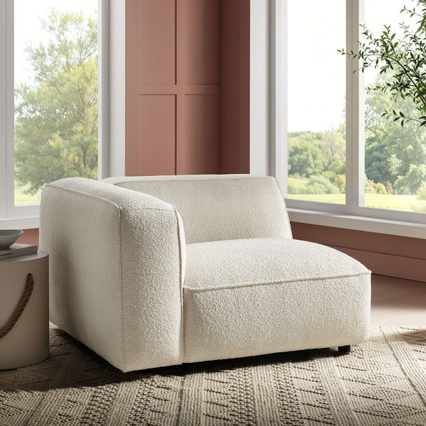 Auren Lattice Boucle Upholstered Modular Left-Facing Arm Chair - Cream