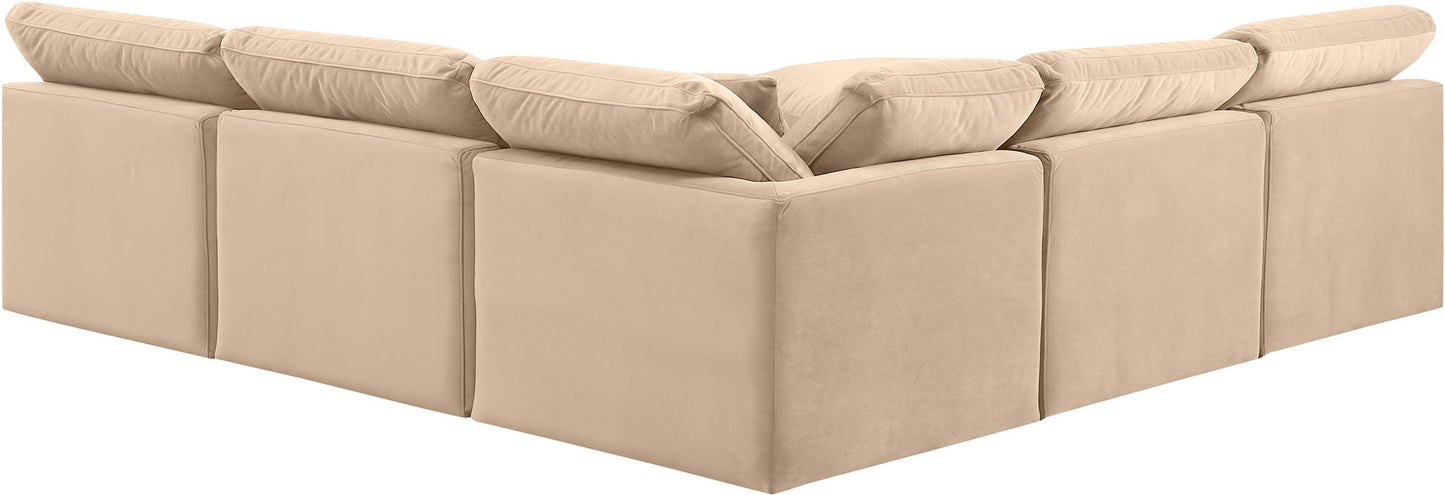 Indulge - Velvet 5 Piece Modular Corner Armless Sectional