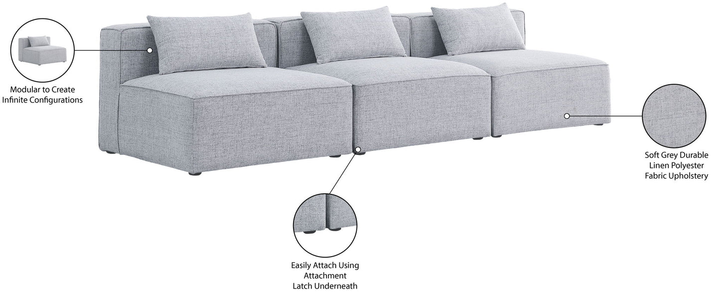 Cube - Linen Modular 3 Seat Armless Sofa