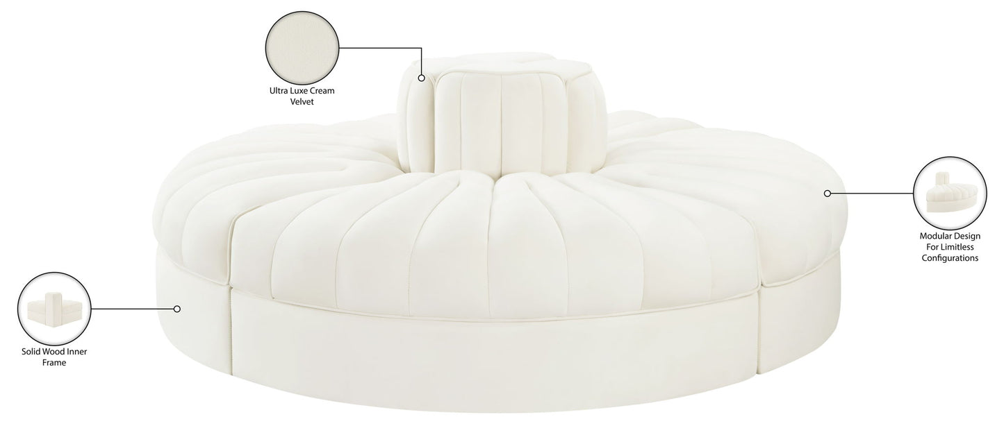 Rummi - Round Velvet Performance Fabric Upholstered 4 Piece Modular Sofa