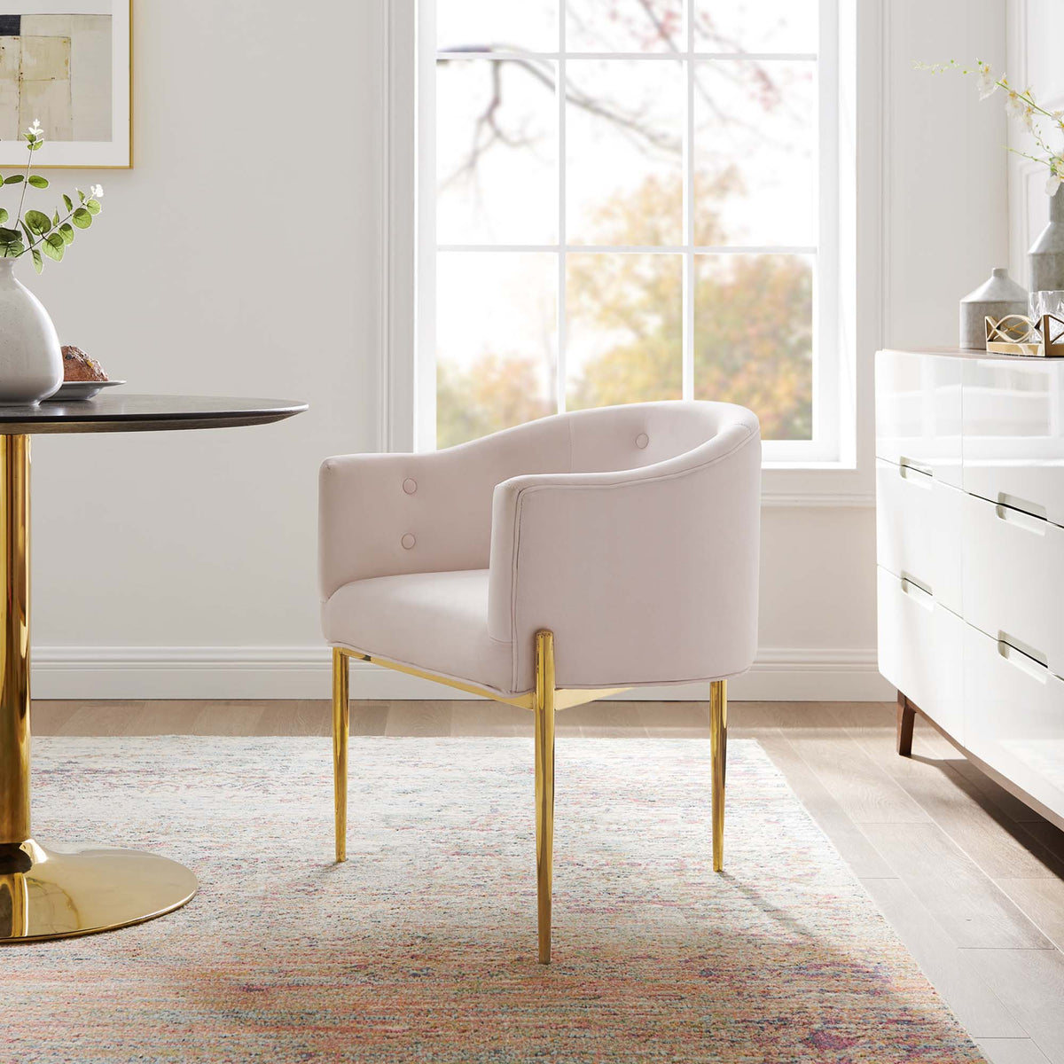Savour Tufted Performance Velvet Accent Chair - Pink
