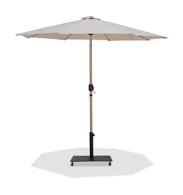 Fiji - Aluminum Patio Umbrella With Square Black And Teak Base