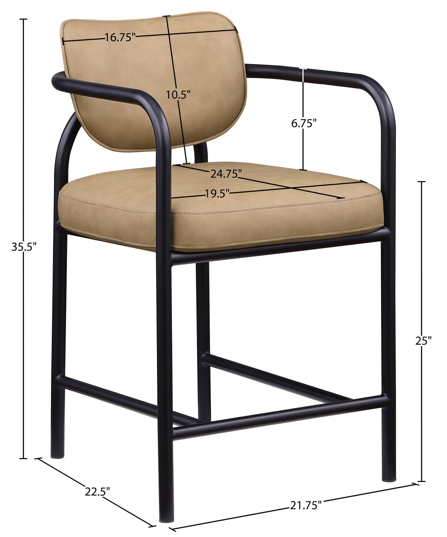 Serava - Faux Leather Upholstered Bar Stool - Tan