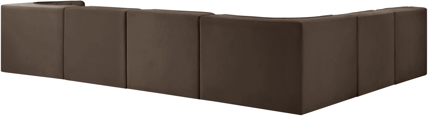 Rummi - Velvet Performance Fabric Upholstered 6 Piece Modular Sectional