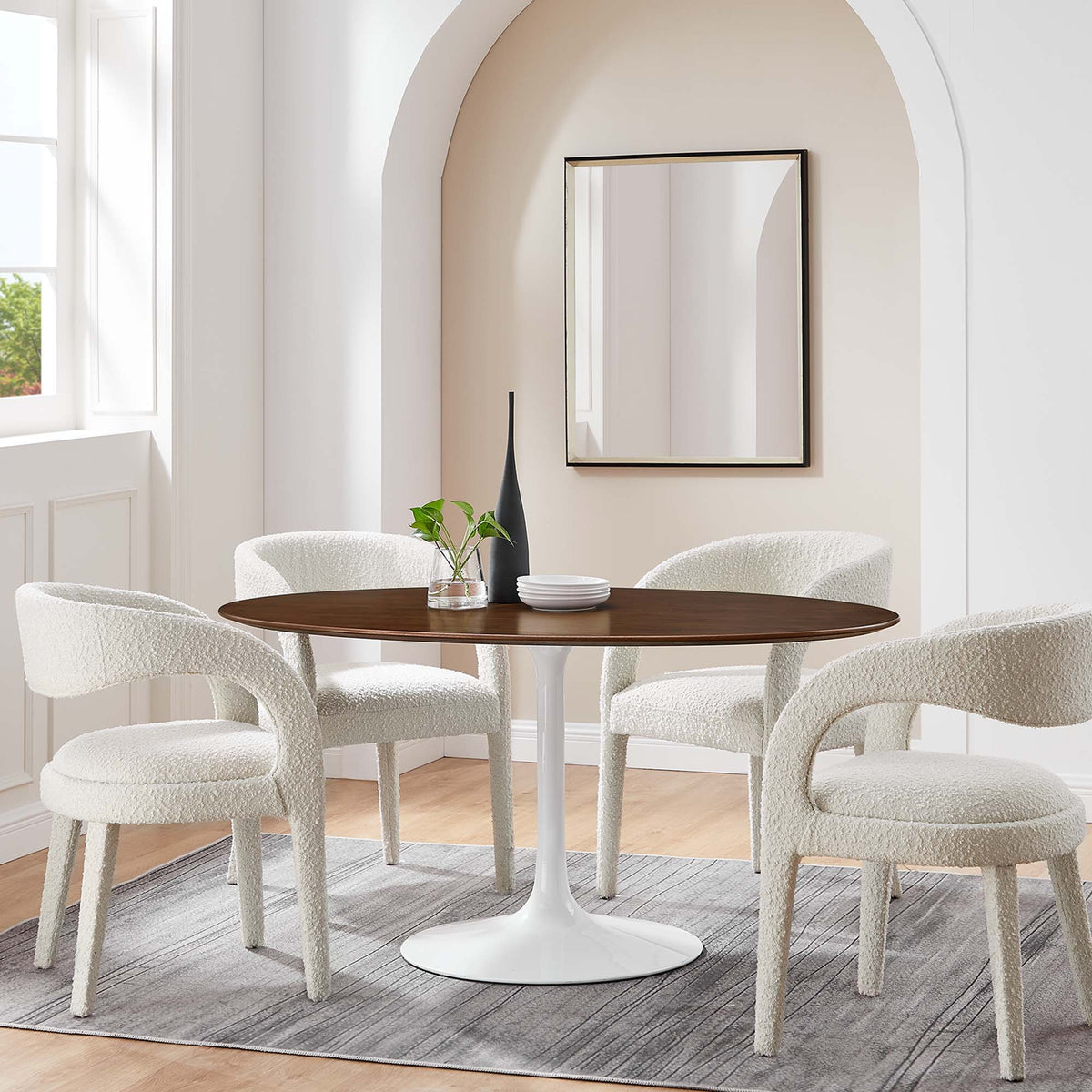 Lippa Oval Wood Dining Table - 60", Walnut