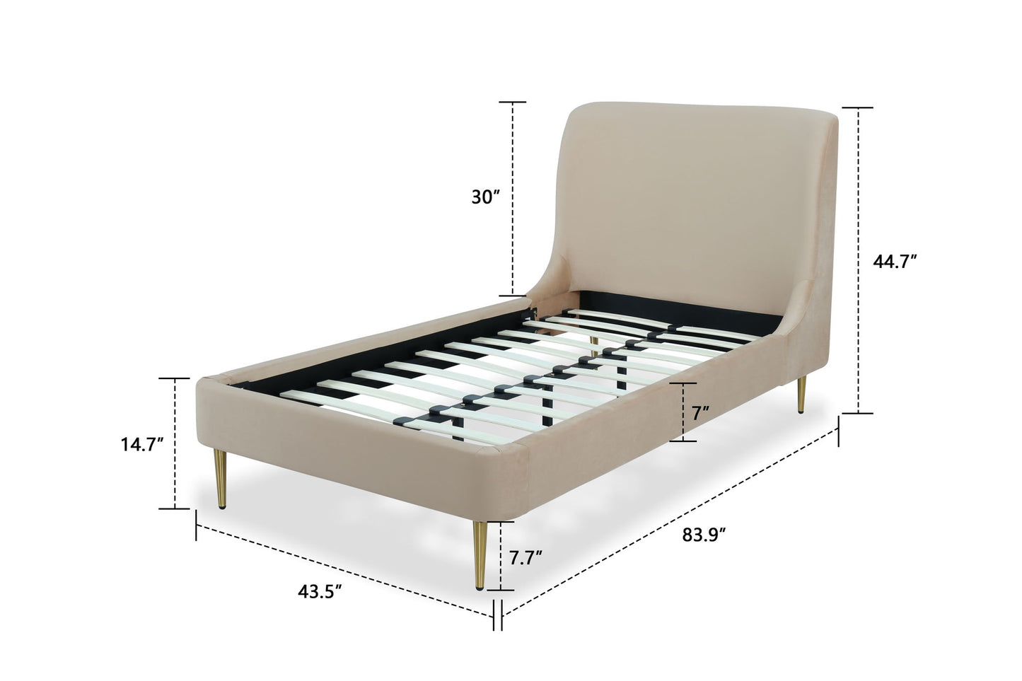 Heather - Twin Bed - Gold And Tan