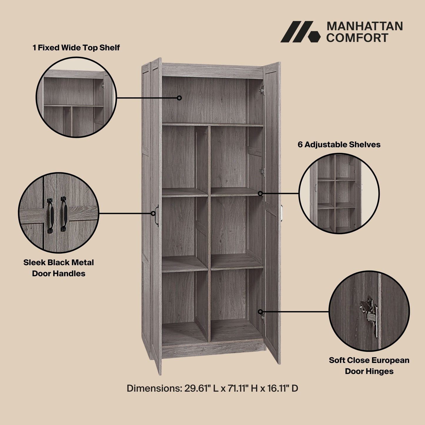Manhattan Cornelia - Storage Cabinet With 7 Shelves