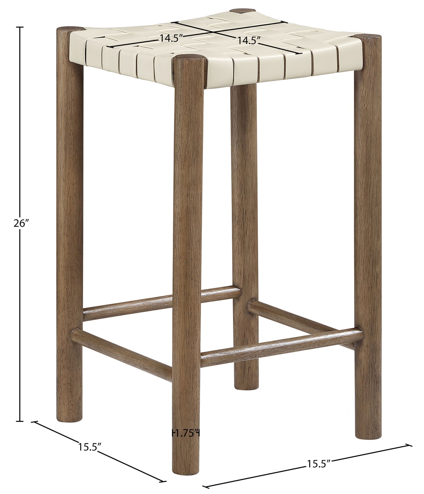 Entwine - Vegan Leather Upholstered Backless Counter Stool - Painted Brown