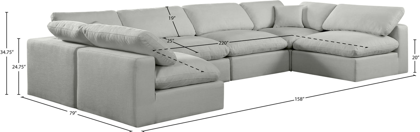 Comfy - 6 Piece Linen Modular Armless Sectional