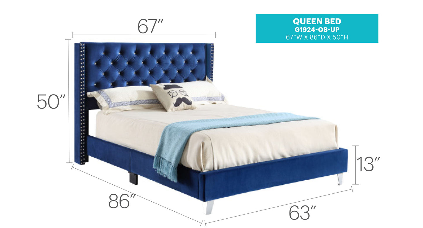 Glory Furniture - Julie - Faux Crystals Tufted Upholstered Bed