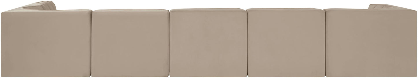 Rummi - Velvet Performance Fabric Upholstered 6 Piece Modular Sectional, L-Shaped (Right)