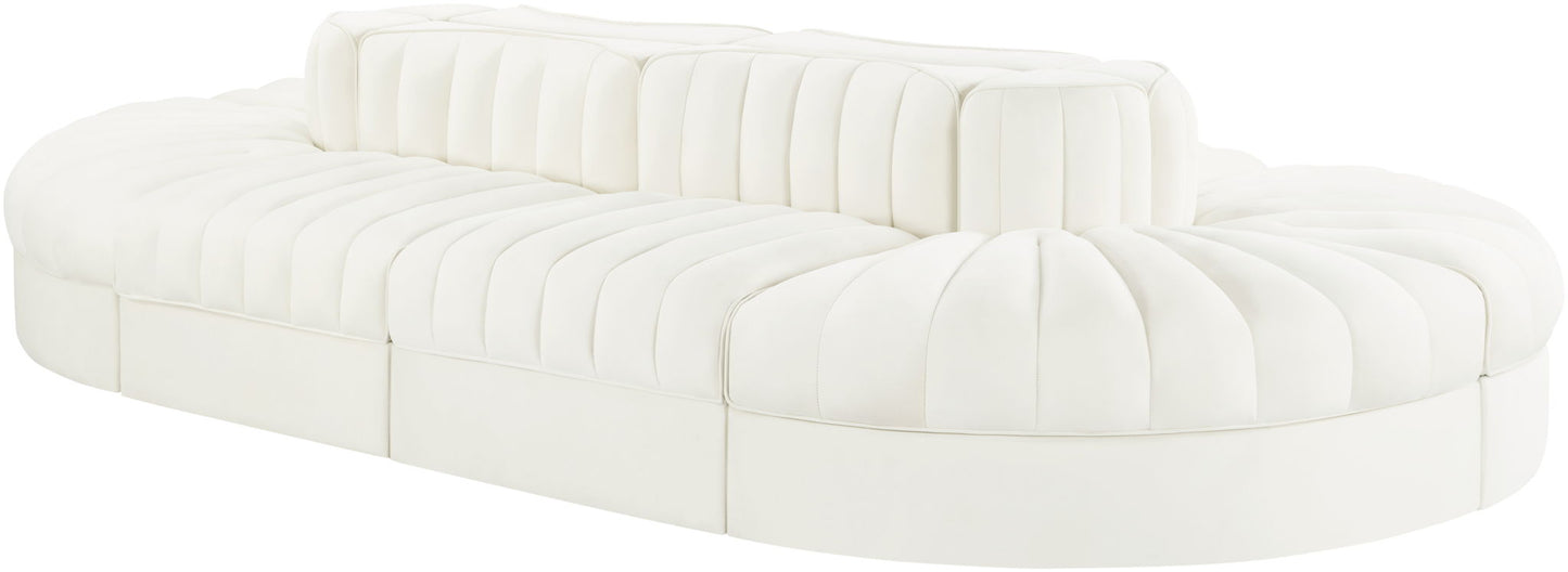 Rummi - Oval Velvet Performance Fabric Upholstered 8 Piece Modular Sectional