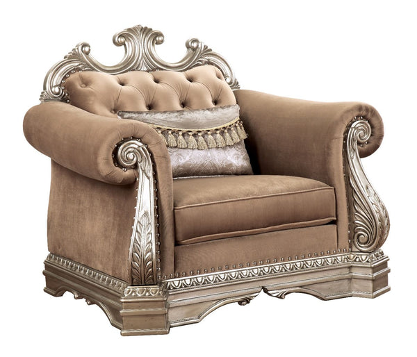 Northville - Chair With Pillow - Velvet & Antique Silver