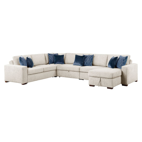 Isla 5-Piece Sectional with Reversible Chaise, Pull-out Bed, Hidden Storage and Click Motion Back