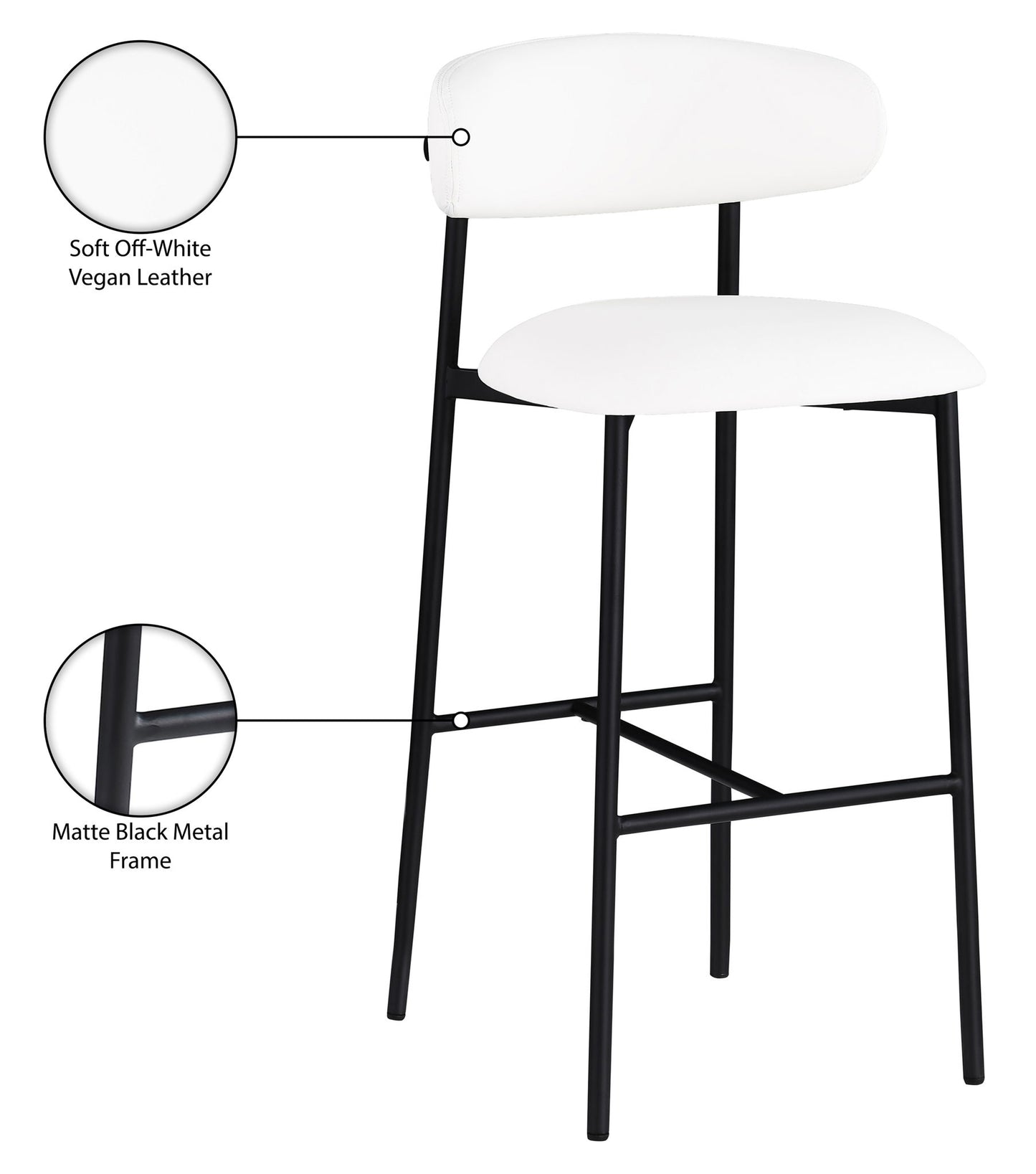 Lupita - Vegan Leather Upholstered Bar Stool With Matte Black Frame (Set of 2)