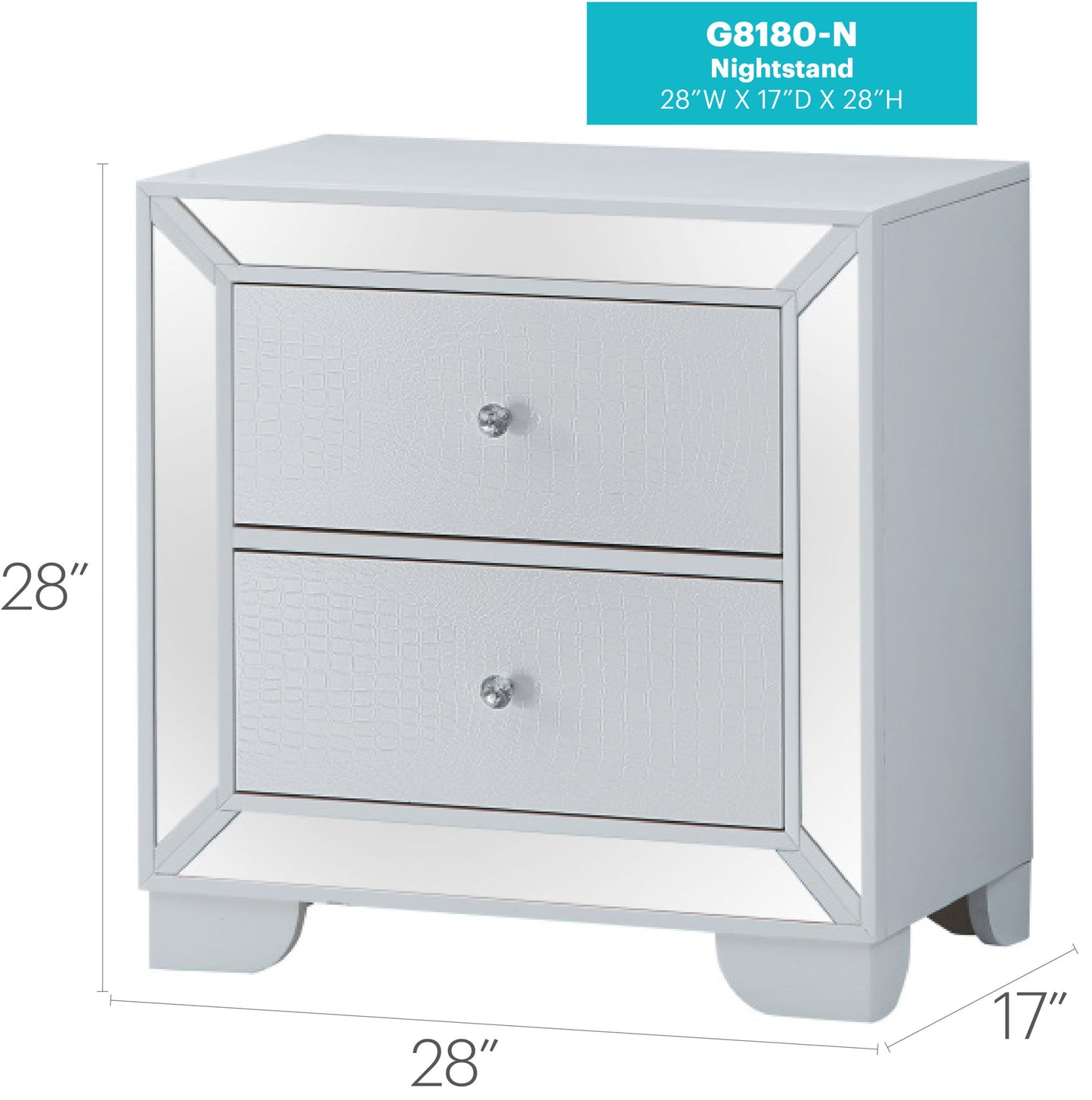 Hollywood Hills - Wooden Nightstand - Silver Champagne
