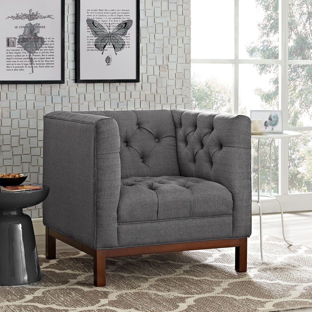 Panache Upholstered Fabric Armchair - Gray