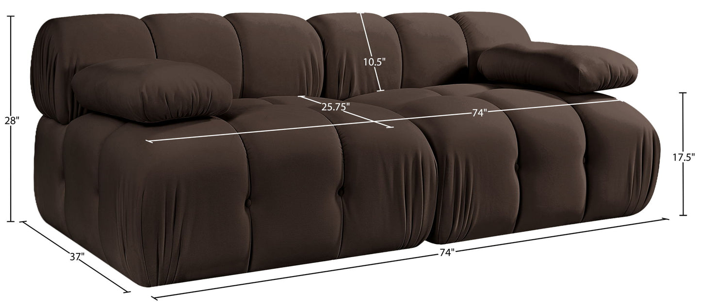 Orin - Velvet Performance Fabric Upholstered 2 Piece Modular Sofa