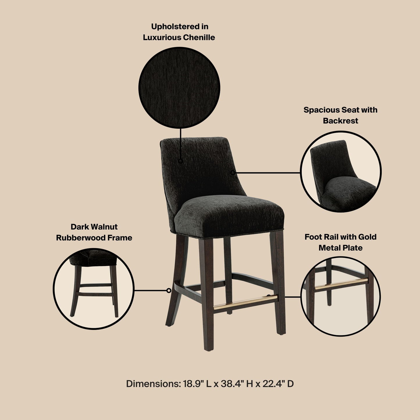 Manhattan Beever - Chenille Wood Stool
