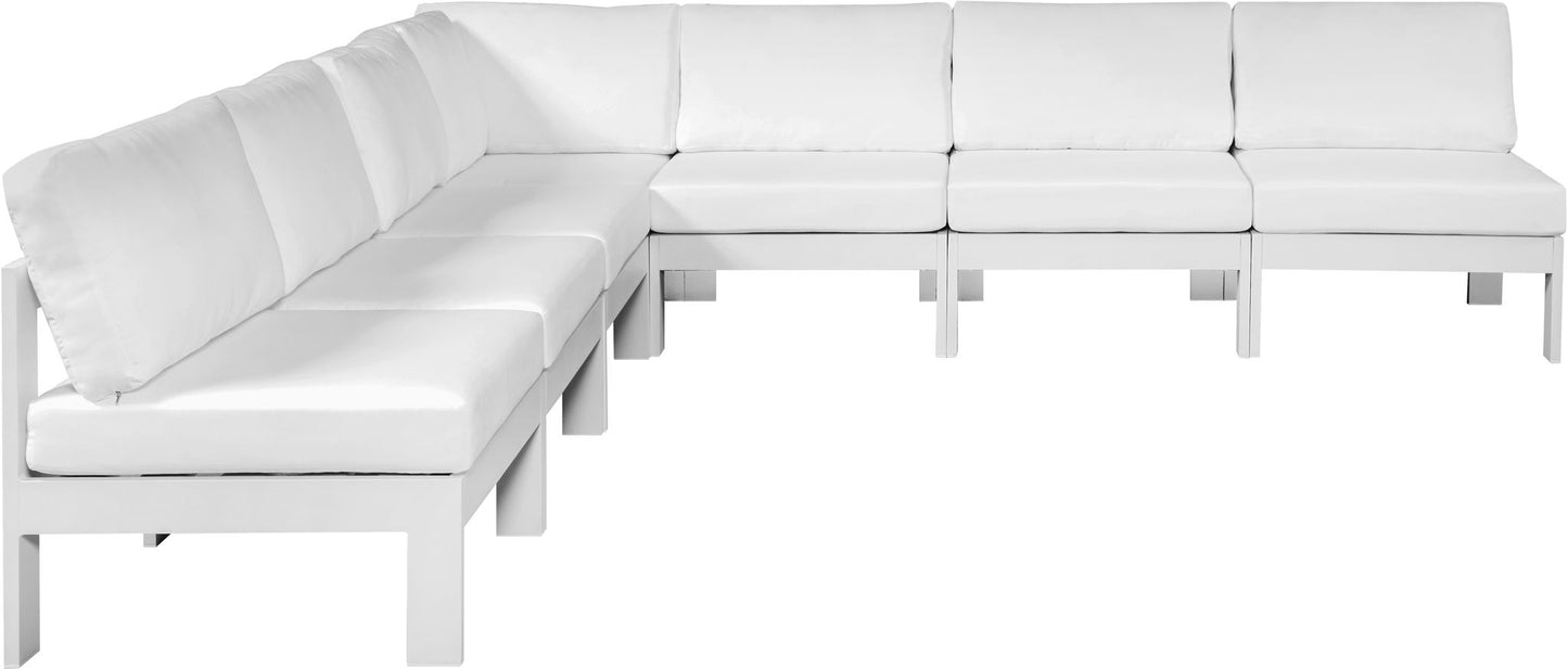 Nizuc - Outdoor Patio 7 Piece Modular Sectional With White Frame