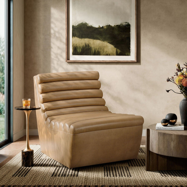 Corbin Vegan Leather Armless Accent Chair - Toast